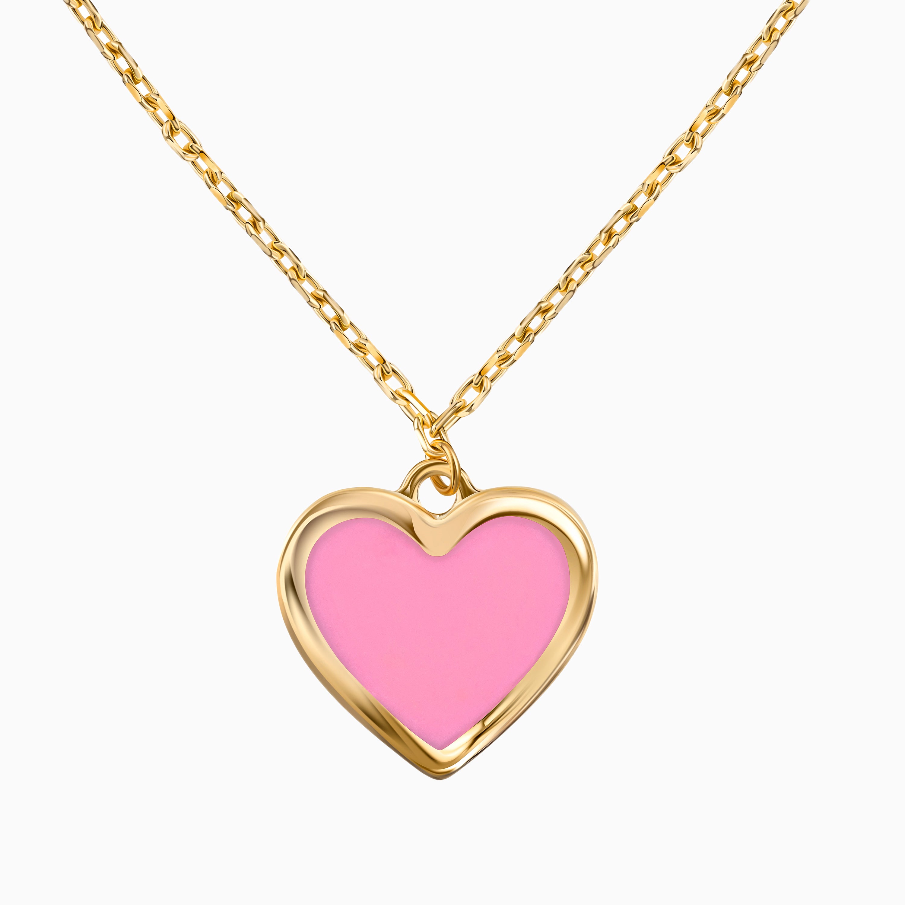 14K Gold Enamel Pink Heart Necklace – PJ