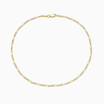 Solid Gold Figaro 3+1 Link Chain Anklet