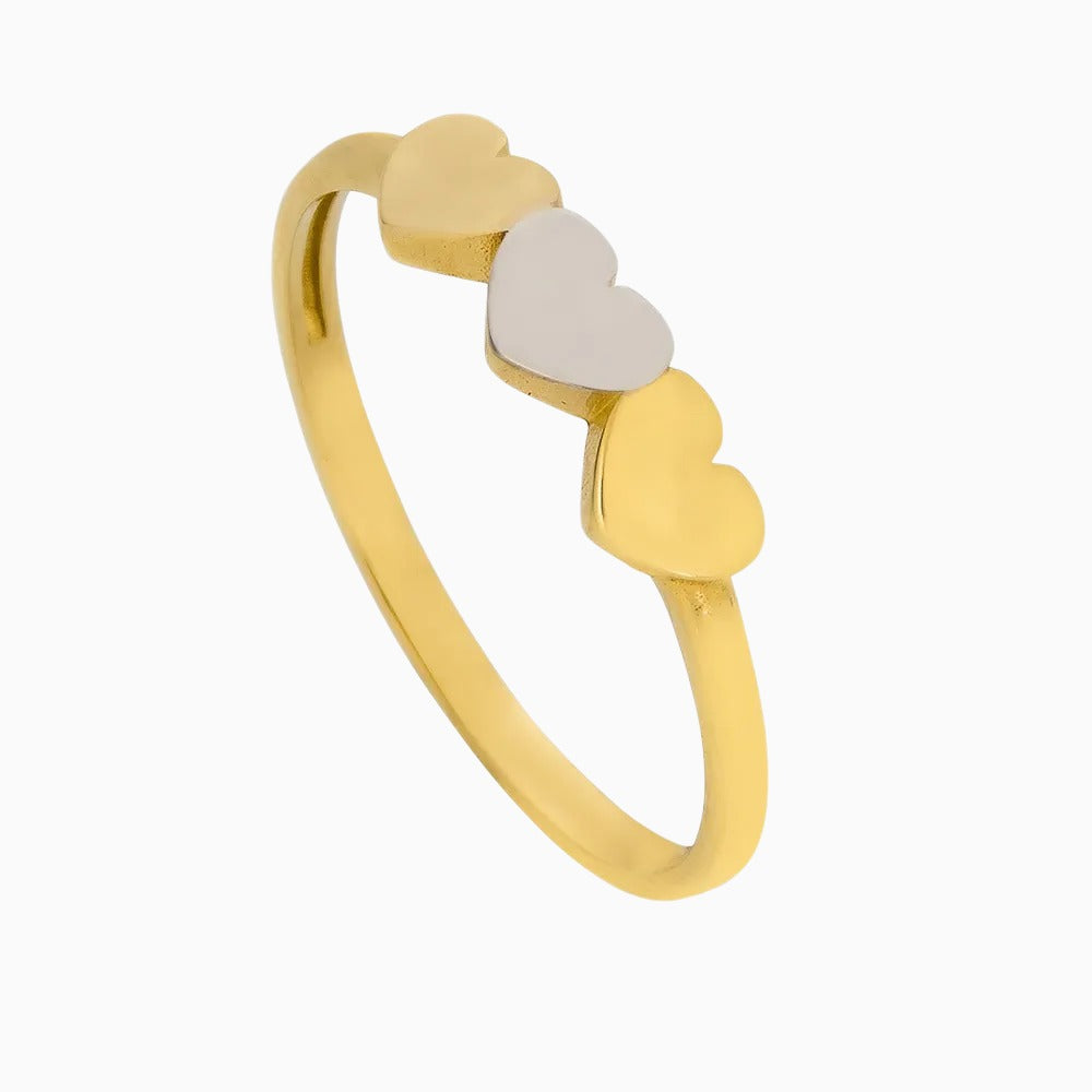 14K TWO-TONED 3 HEART RING