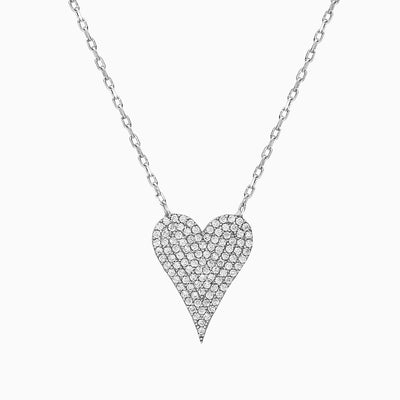 Silver Diamond Heart Necklace