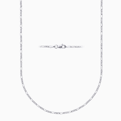 Sterling Silver 2MM Figaro Link Chain Necklace