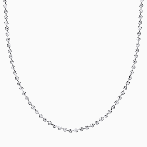 Silver 3MM Moon Cut Bead Chain Necklaces
