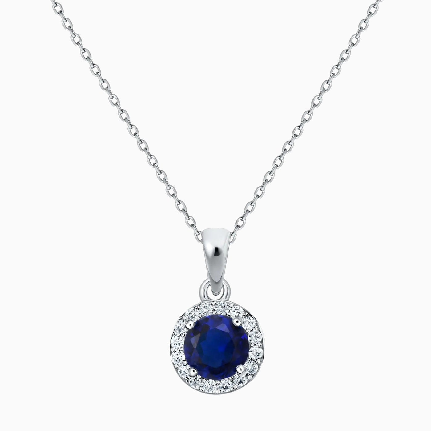 Sterling Silver Brilliant Halo Pendant Necklace - All Birthstone Colors