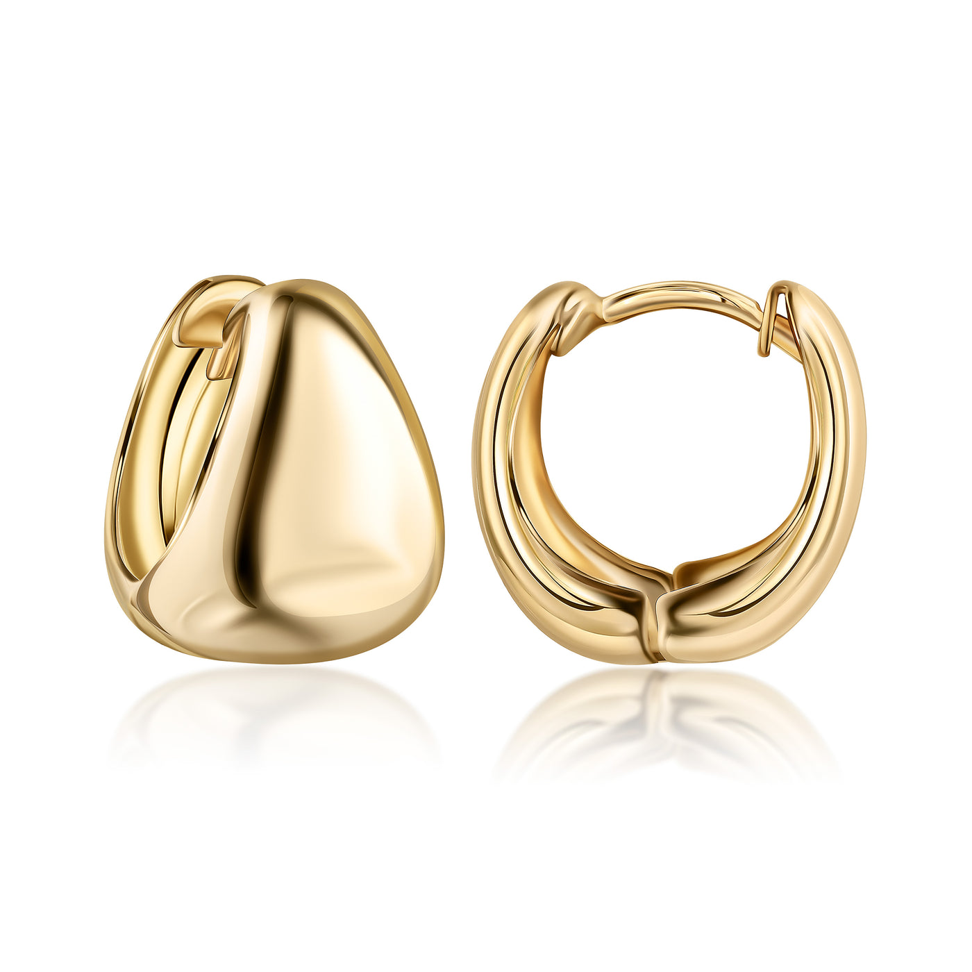 14K Gold Teardrop Huggie Earrings
