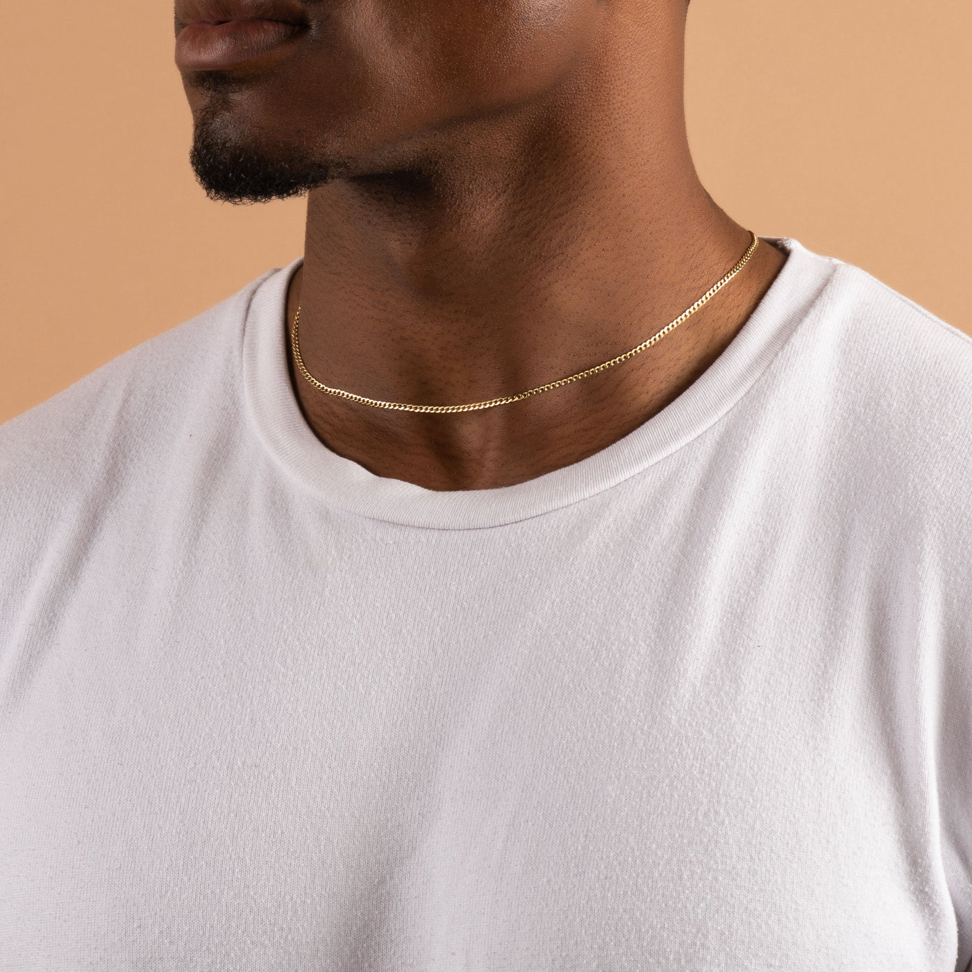 Mens Thin 14K Curb Chain Necklace