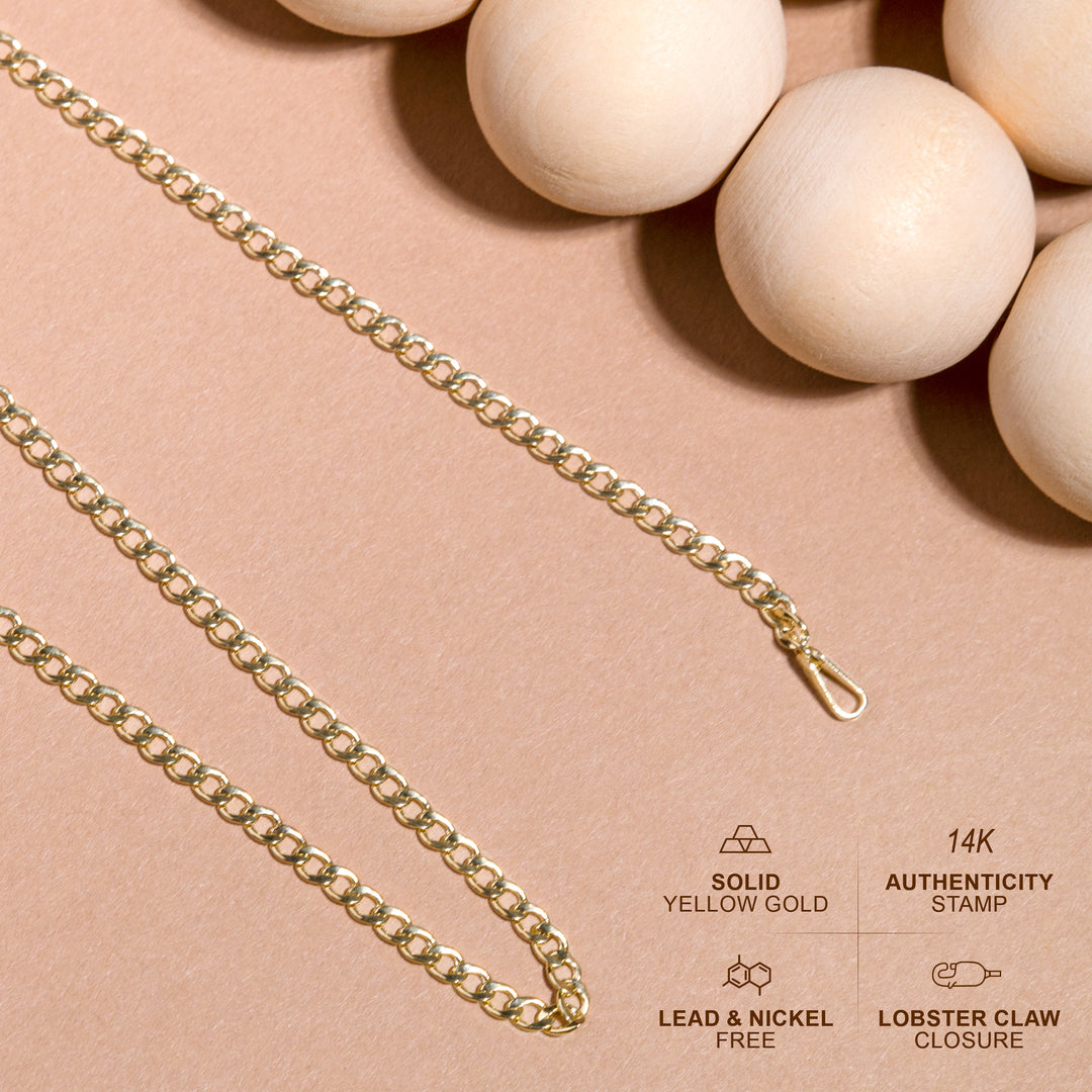 ラフ　14k イエローゴールド キューバ チェーン 55cm MIAMI CUBAN CHAIN 14K Yellow Gold 3.2mm 45cm/50cm/55cm 【SOLID