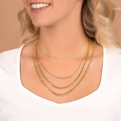 14K Gold Cuban/Curb Chain Necklaces