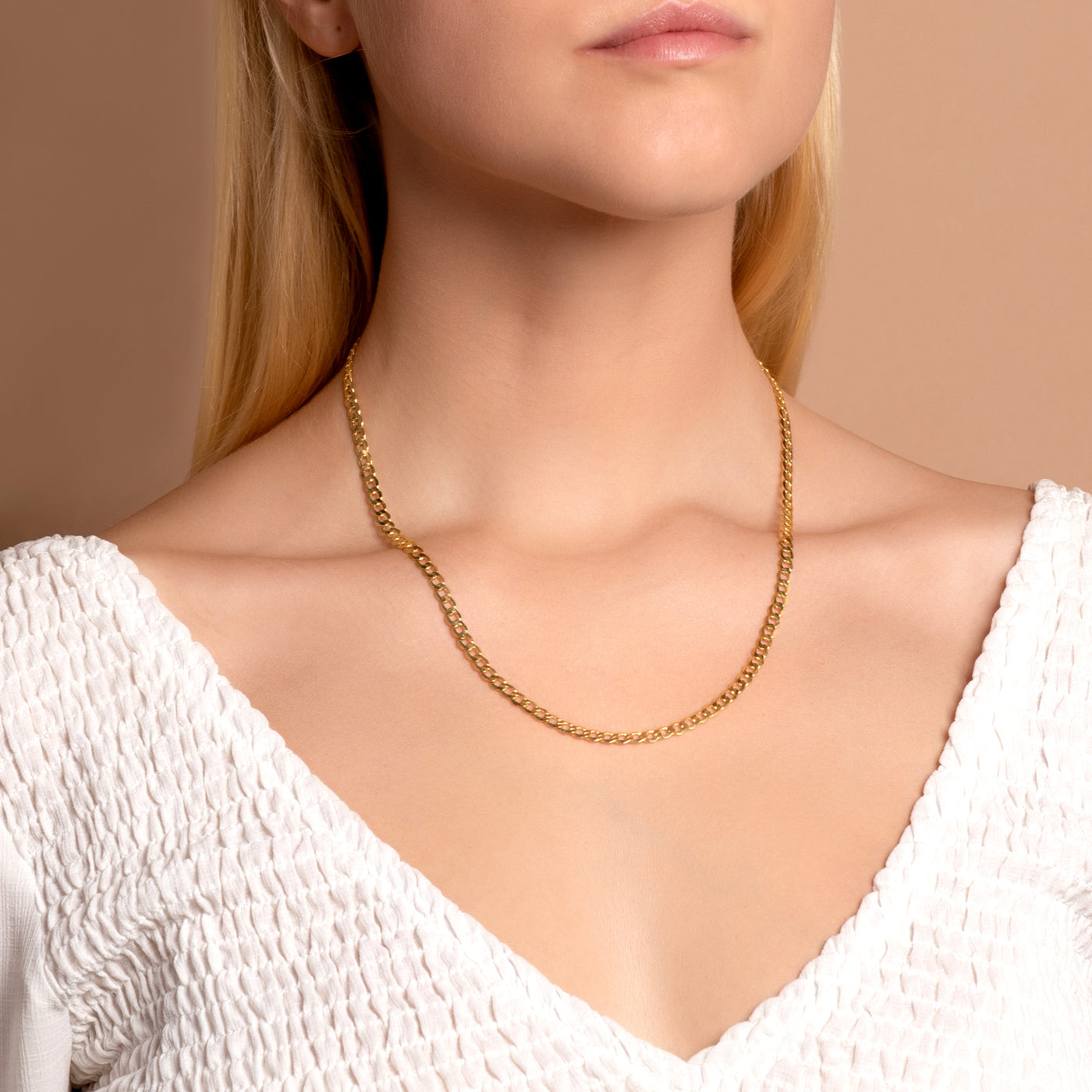 14K GOLD BOLD CURB CHAIN NECKLACE
