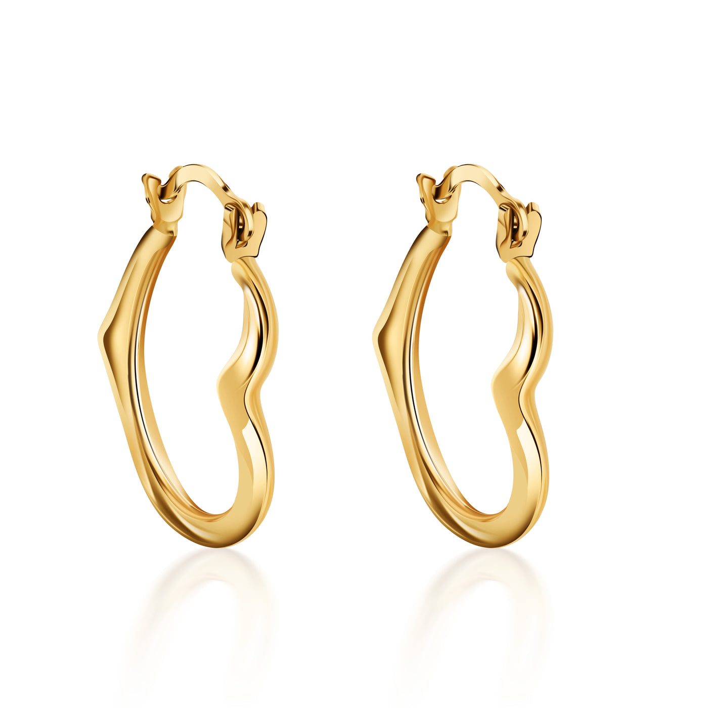 Solid Gold Cutesy Open Heart Hoop Earrings