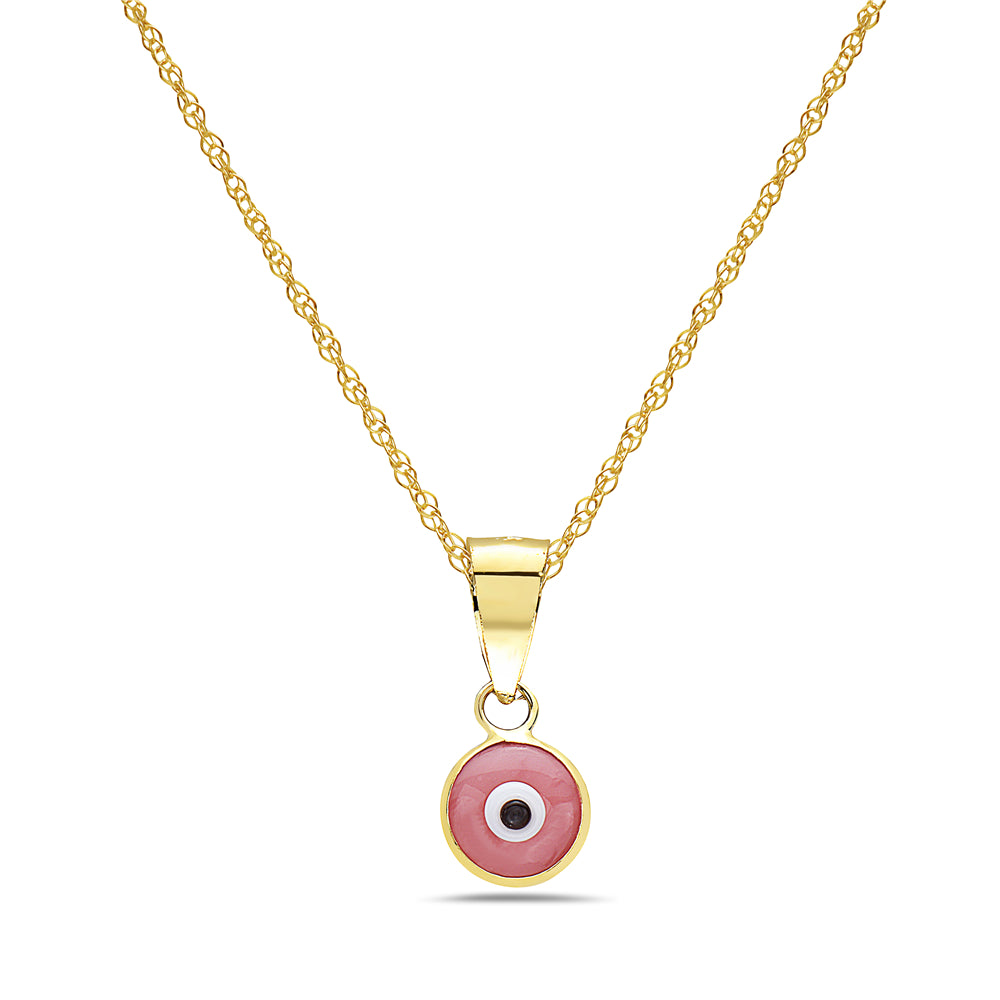 14K Gold Evil Eye Charm Necklace
