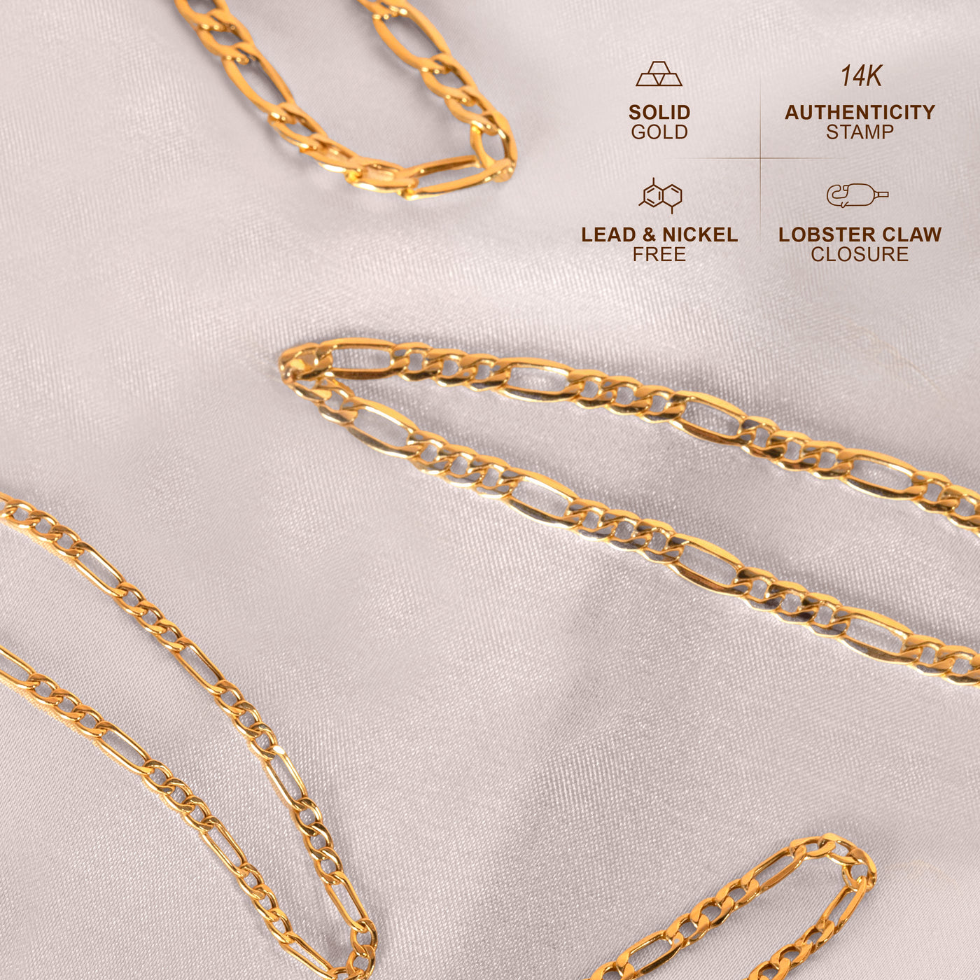 14K Gold Figaro Link Chain Bracelets for Men