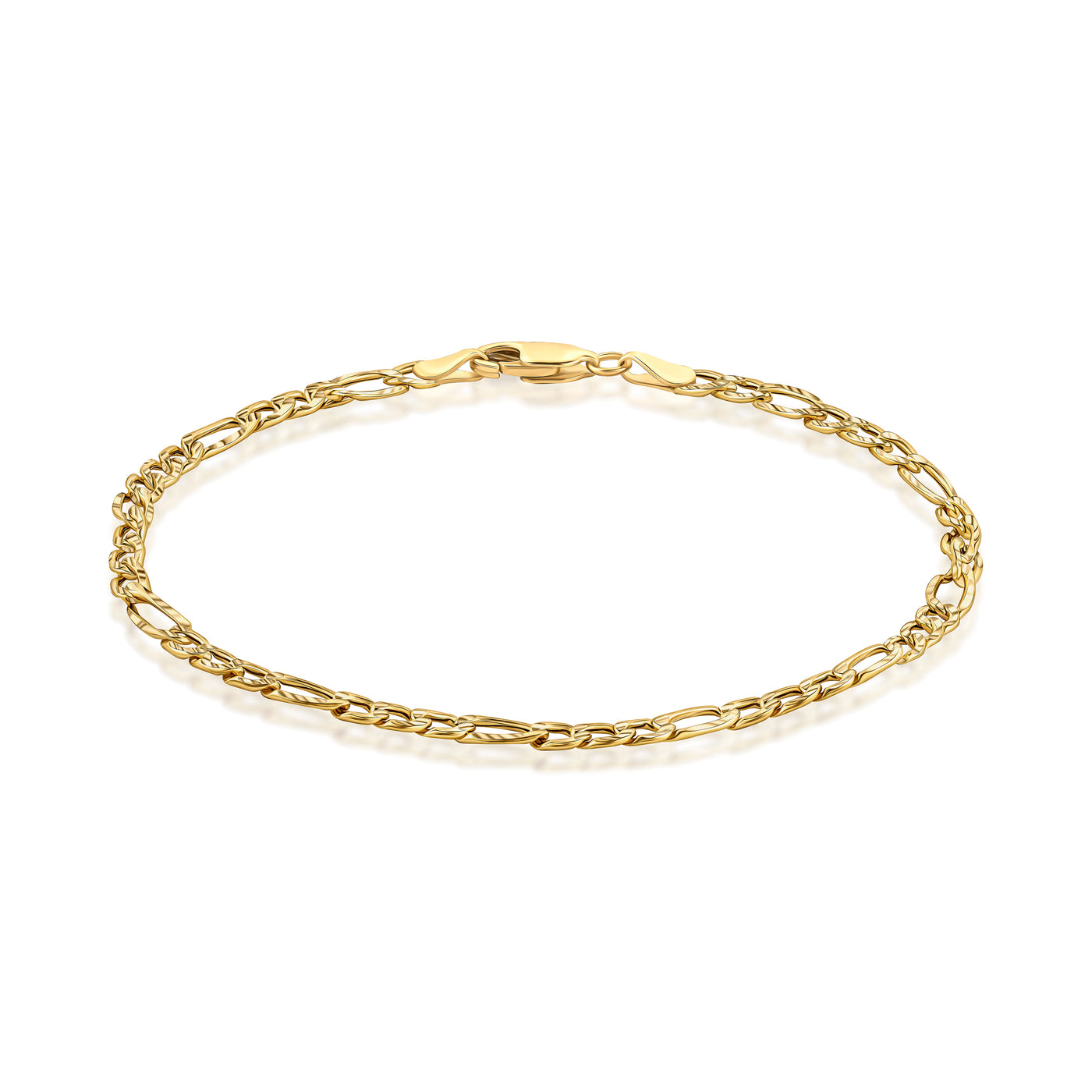 14K Gold Figaro Link Chain Bracelets for Women