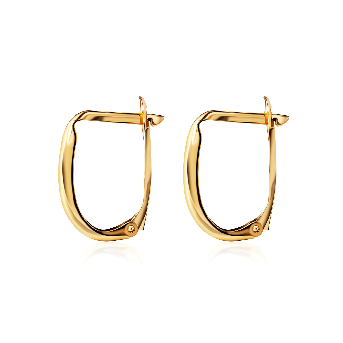 Solid Gold Squared Shape Cute Huggies Hoop Earrings