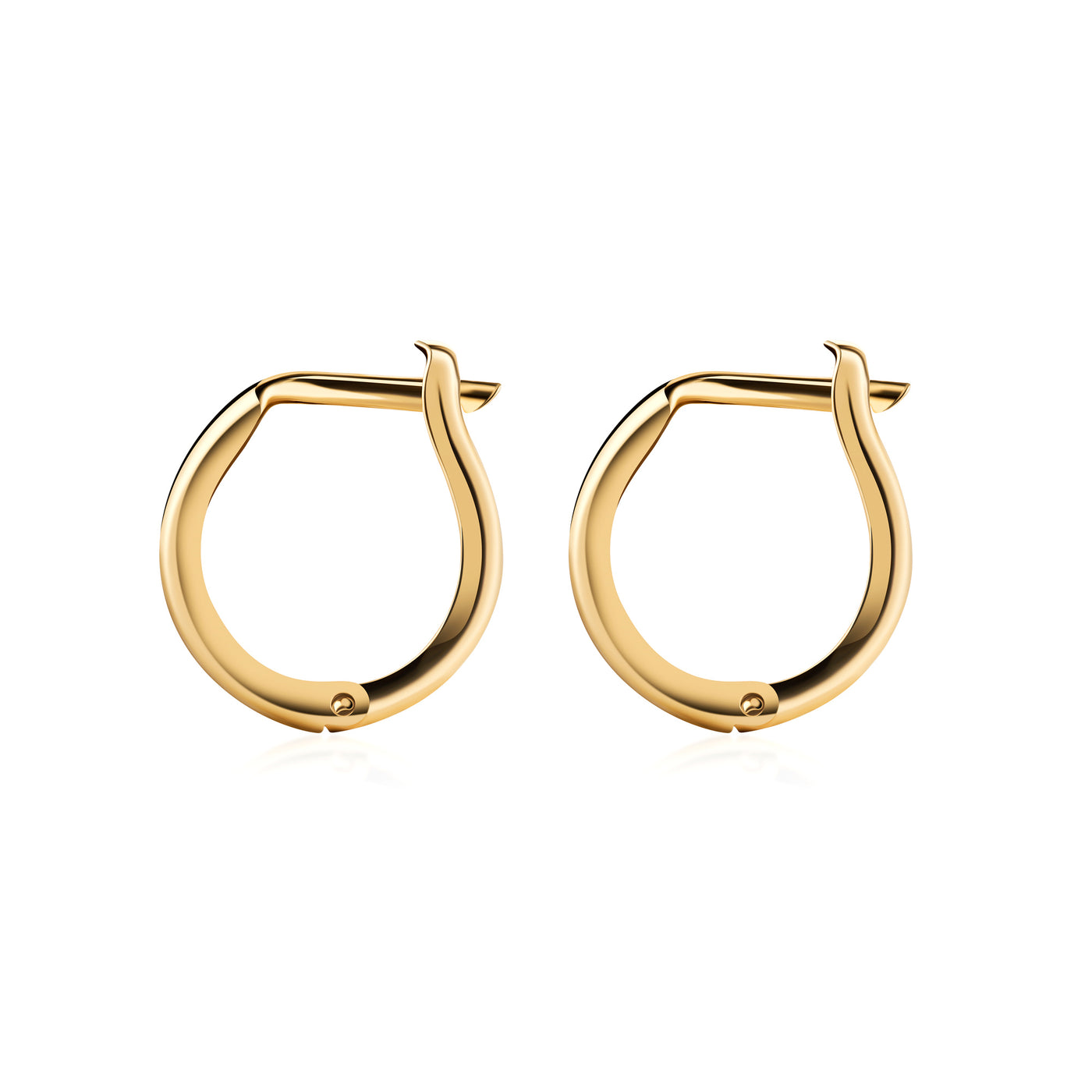 Solid Gold Cute Round Huggies Hoop Earrings