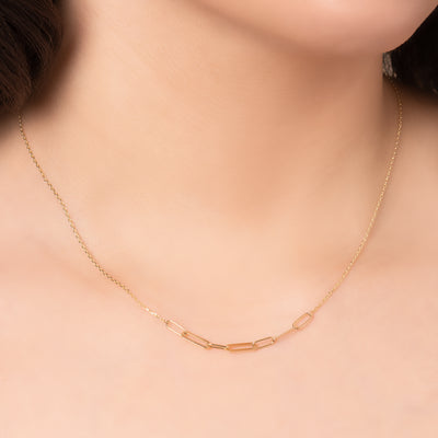 14K Solid Gold Paperclip Chain Necklace