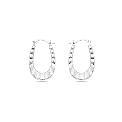 14K GOLD OVAL DC HAMMERED HOOP EARRINGS