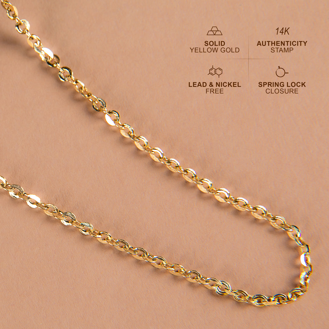 14K Yellow Gold 2.0MM Diamond Cut Cable Chain Necklace – PJ