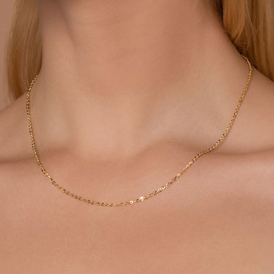 14K Yellow Gold 2.0MM Diamond Cut Cable Chain Necklace
