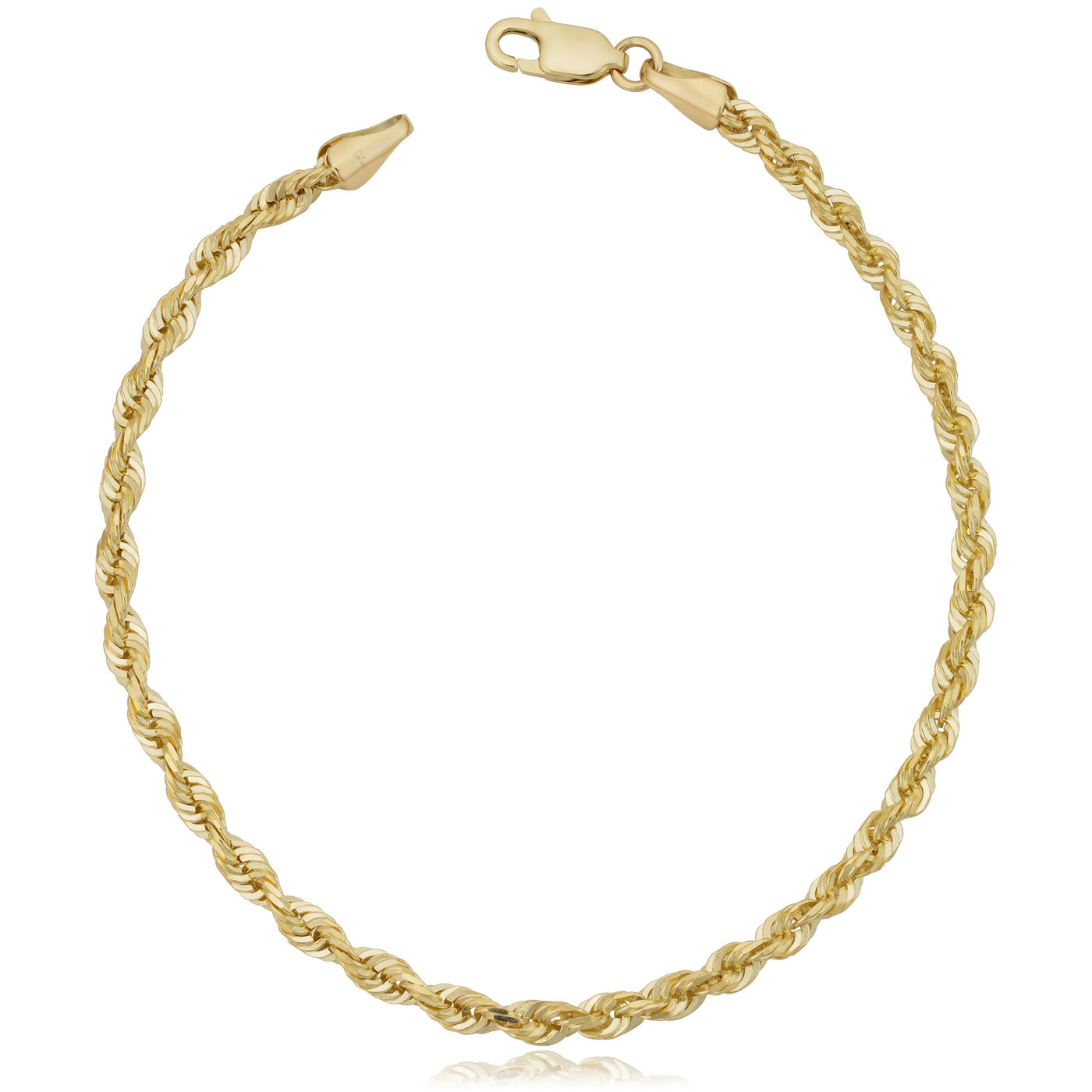 SOLID GOLD 3MM ROPE CHAIN BRACELET