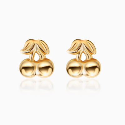 14K Gold Lucky Cherry Small Stud Earrings