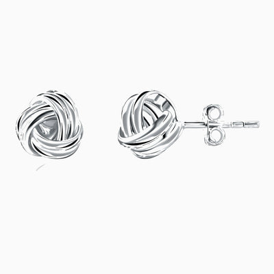 Sterling Silver 10MM Love Knot Stud Earrings