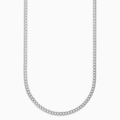 18K Solid White Gold Curb/Cuban Chain Necklaces