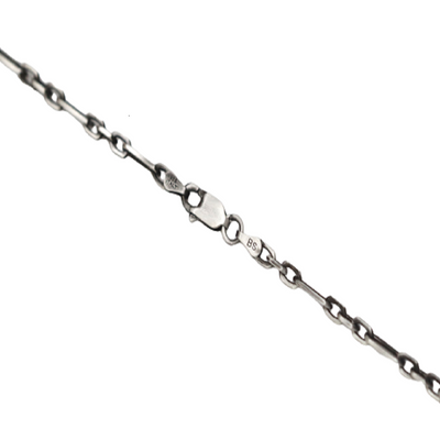Sterling Silver Gunmetal Detailed Enlongated Link Bracelet