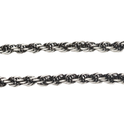 Sterling Silver Gunmetal Rope Chain