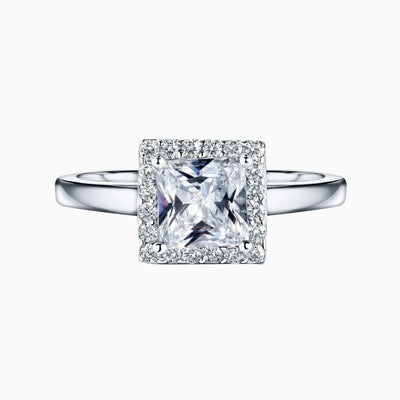 Sterling Silver Square Halo Ring