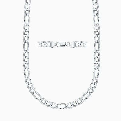 Silver 7MM Figaro Chain Necklace