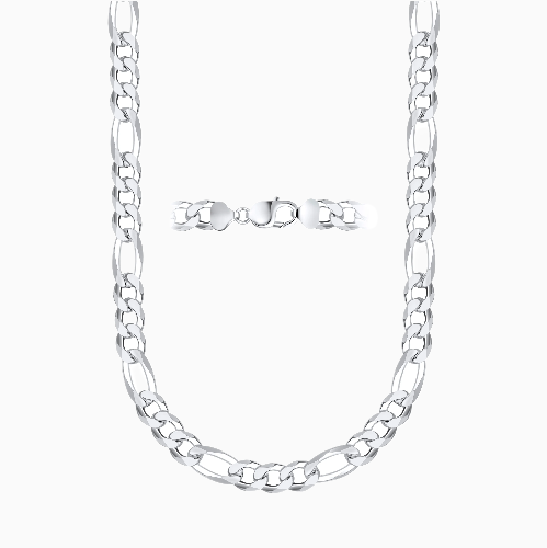 Silver 10.5MM Figaro Chain Necklace