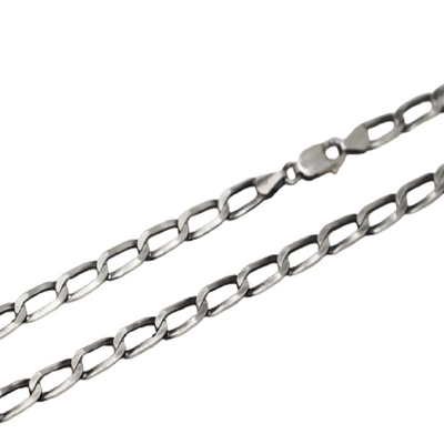 Sterling Silver Gunmetal Long Curb Chain
