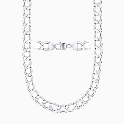 Silver 12MM Curb Chain Necklace