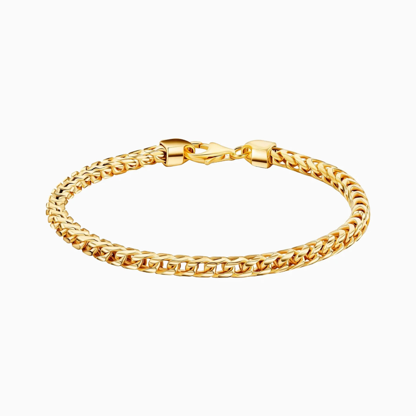 Men'S 14K Gold Plating Over 925 Sterling Silver Franco Chain Bracelet 8"