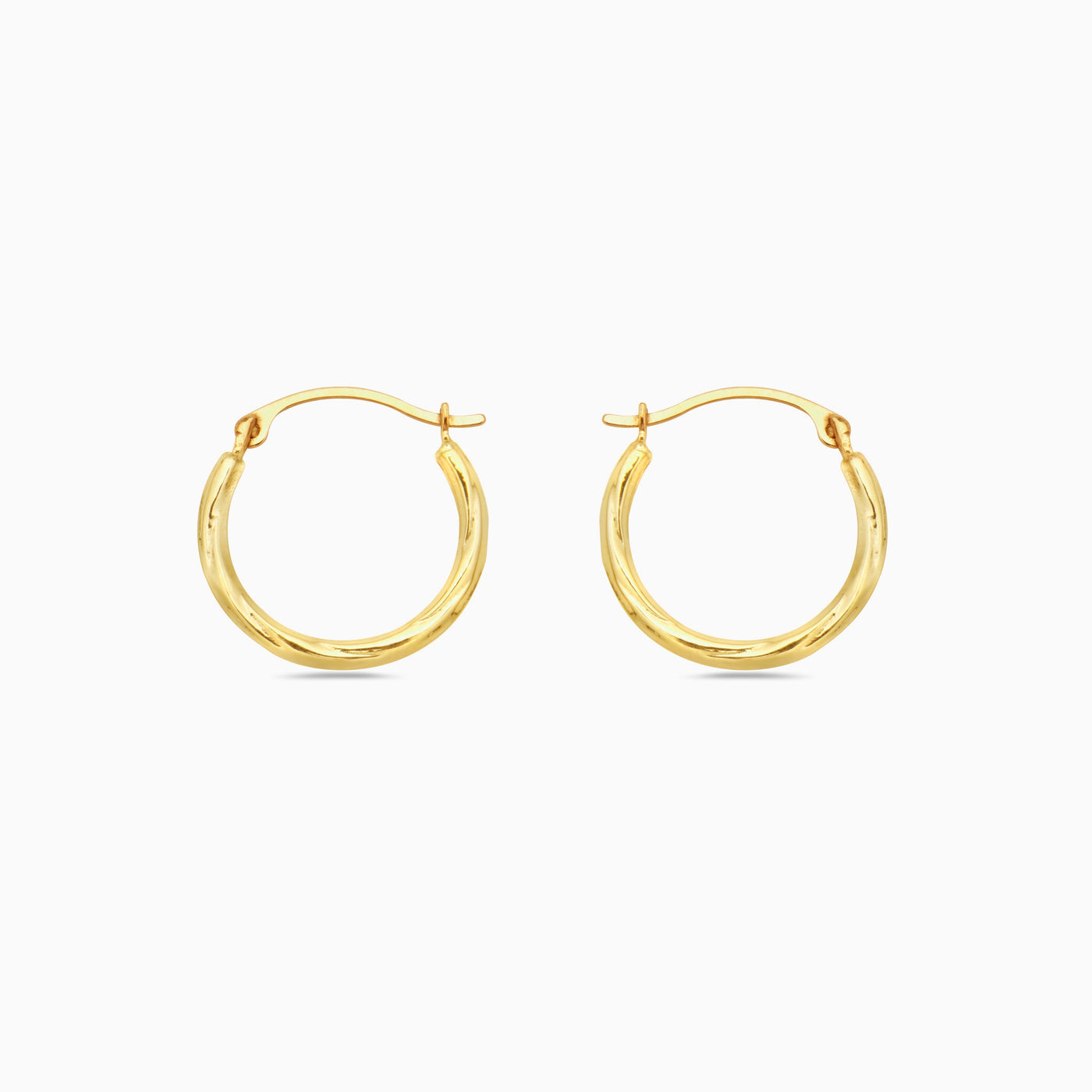 Solid Gold Slash Diamond cut Hoop Earrings