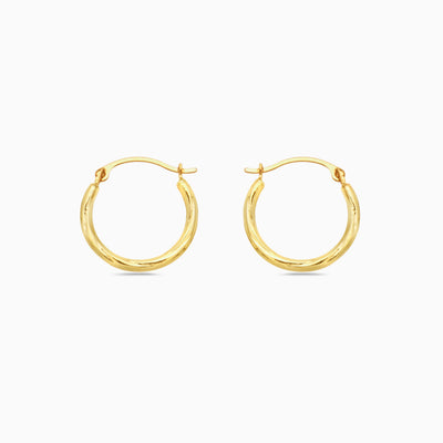 Solid Gold Slash Diamond cut hoop Earrings