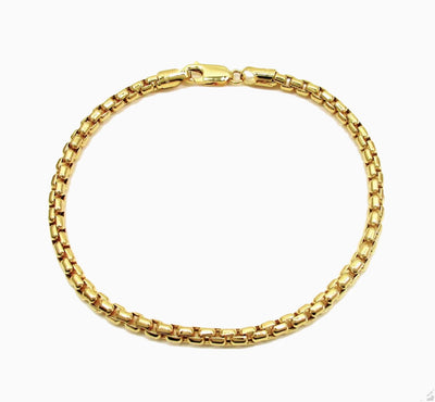 14K Gold 3.5mm Round Box Chain Bracelet