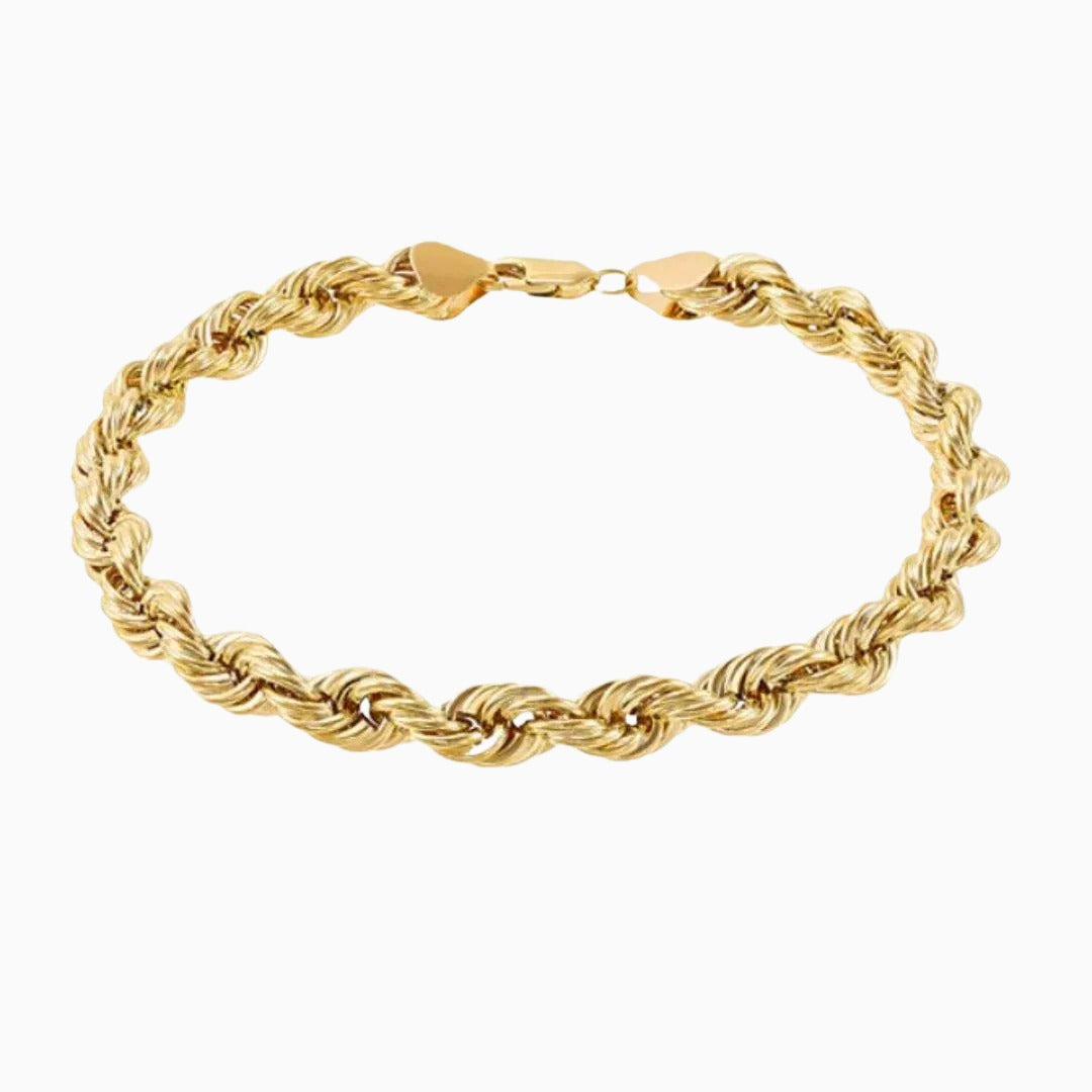 18K GOLD 5MM THICK ROPE CHAIN BRACELET