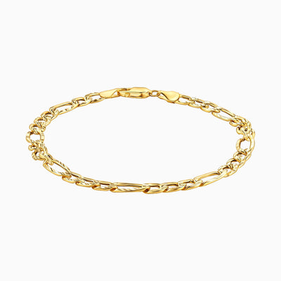 10K Gold Figaro Link Chain Bracelet