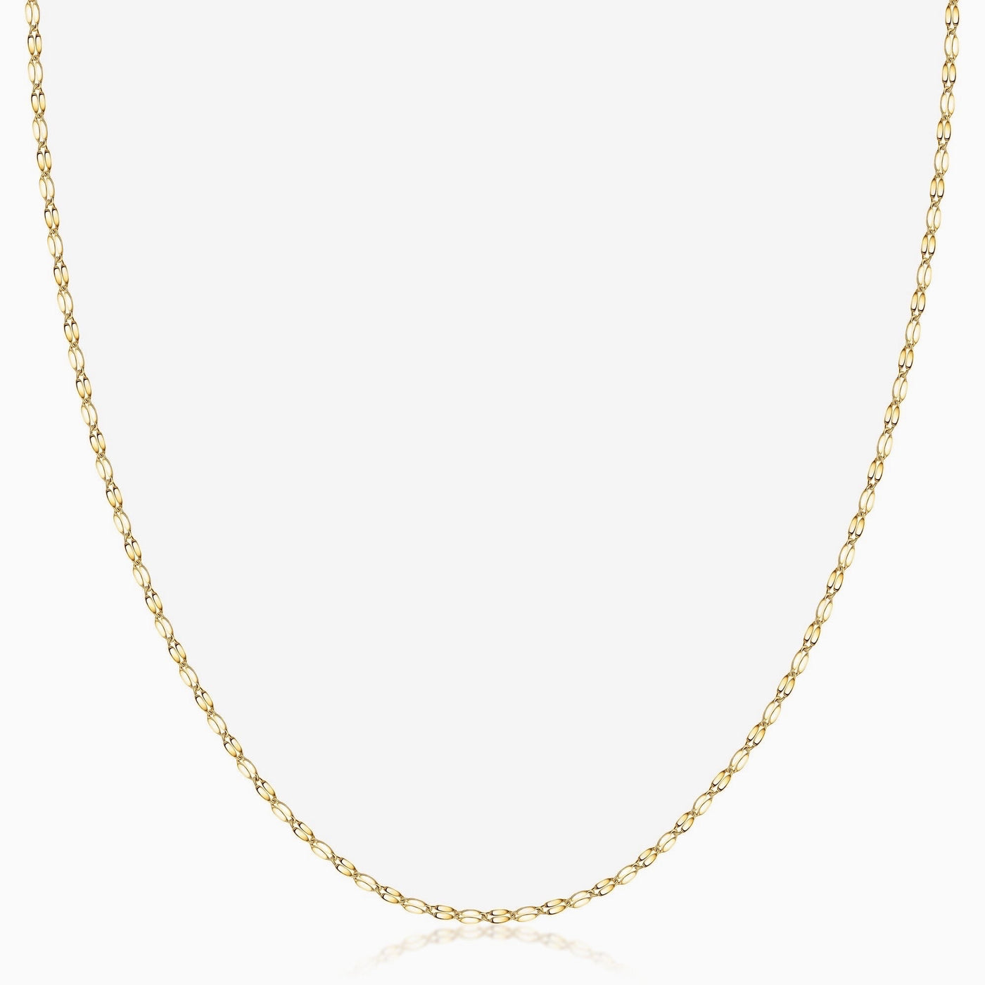 18K Gold Diamond Cut Mirror Chain Necklace