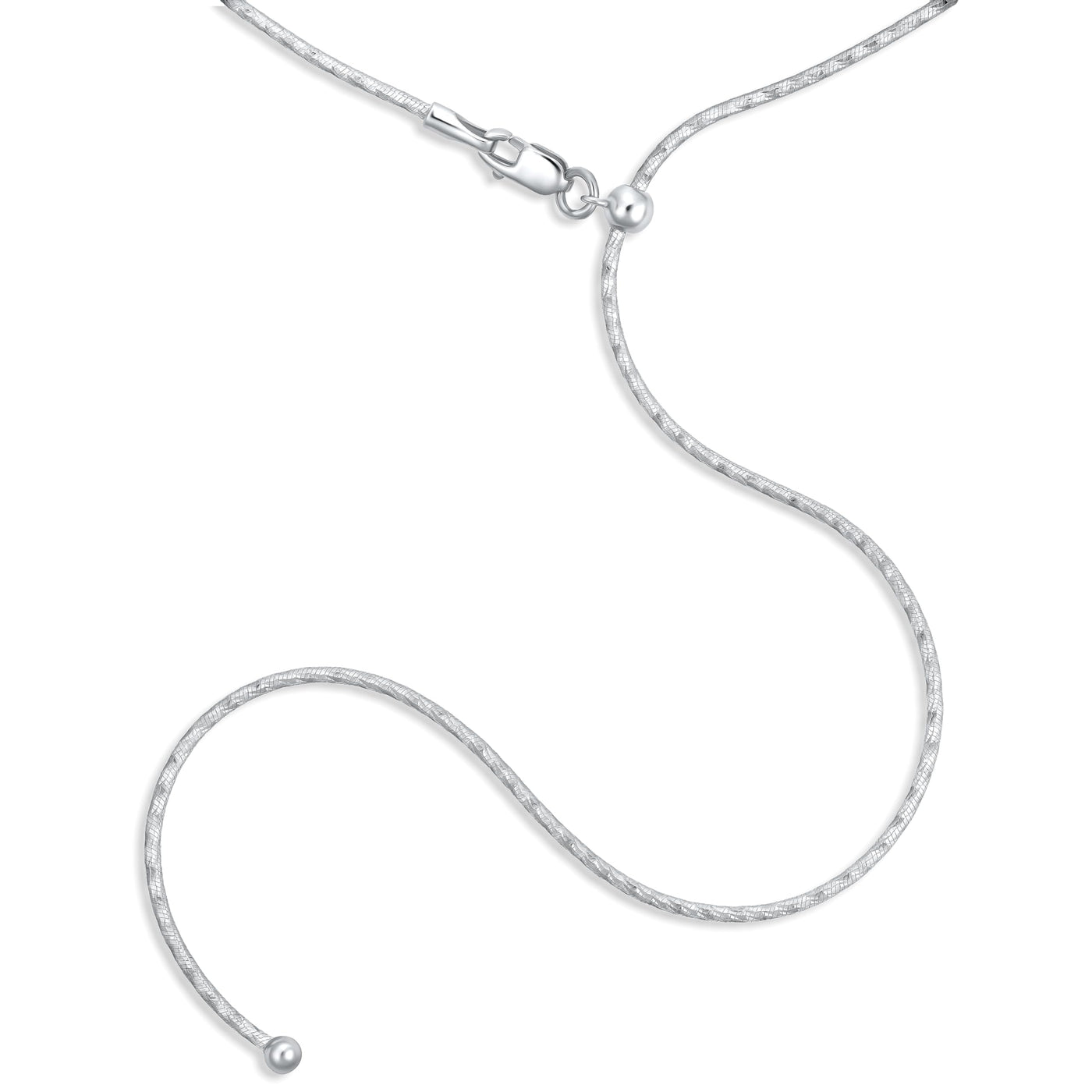 Sterling Silver Magic Snake Chain With Design Adjustable Bolo Necklace