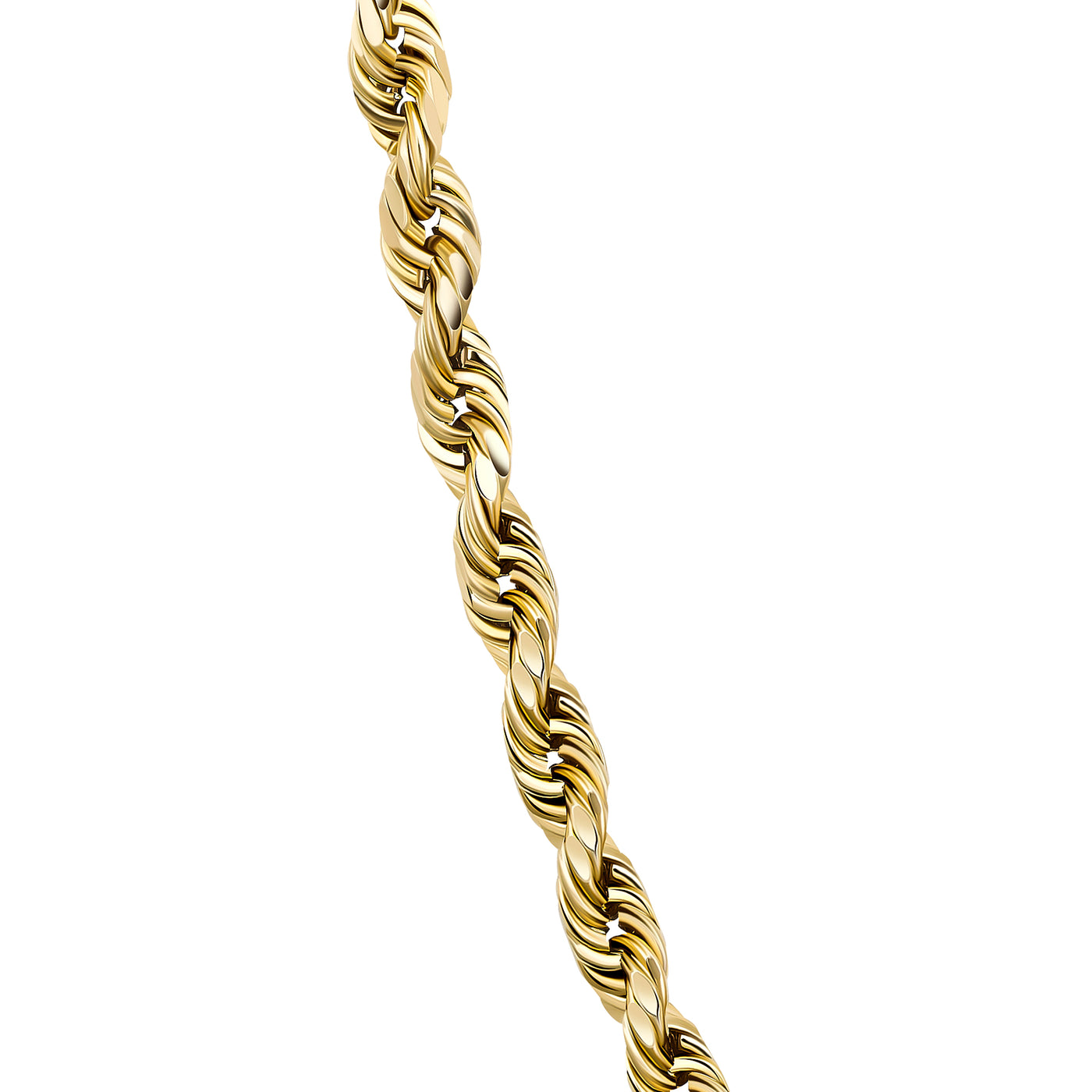 Mens 10K Gold Diamond Cut Rope Chain Necklace