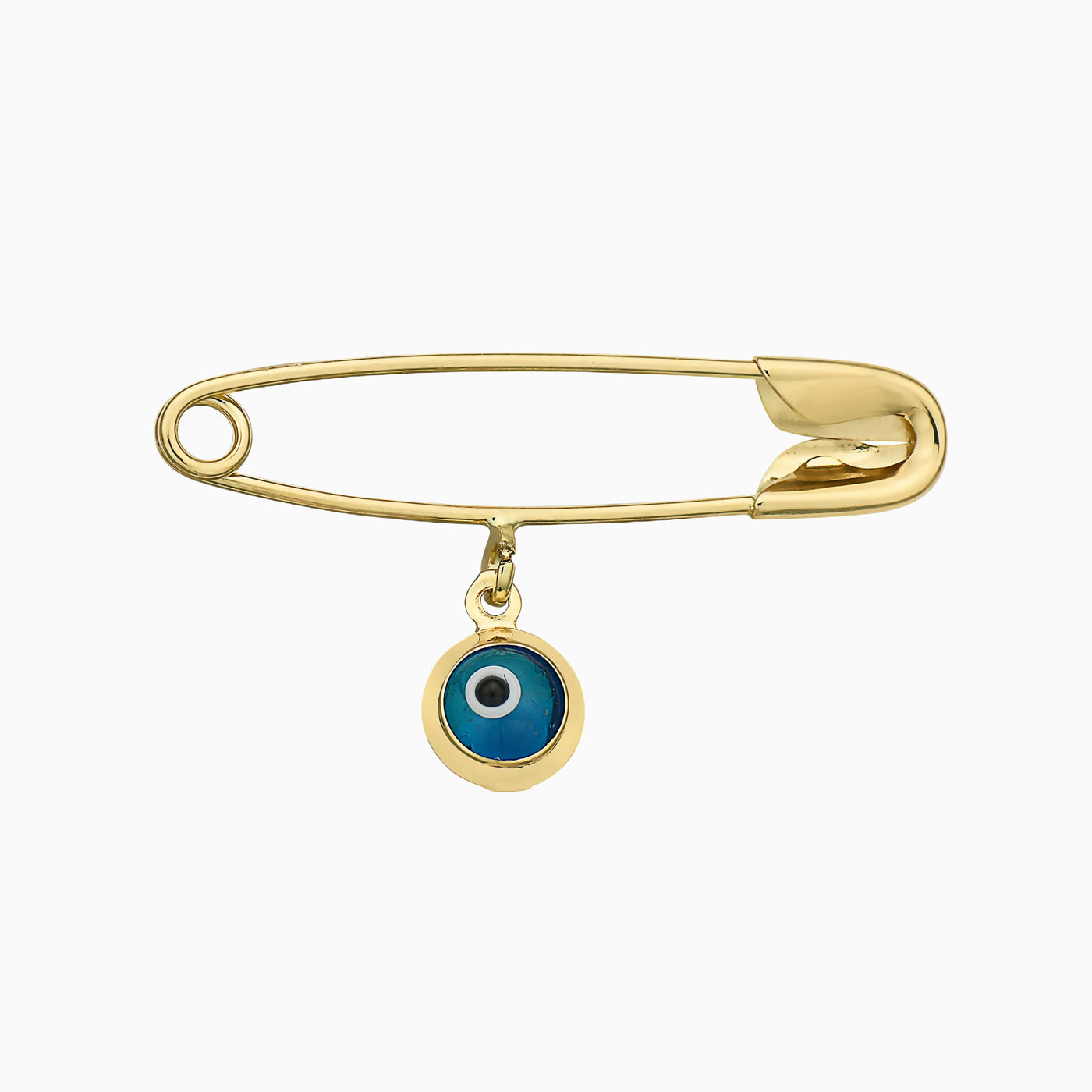 14K Gold Paperclip with Dangling Evil Eye Versatile Pin Pendant or Earring