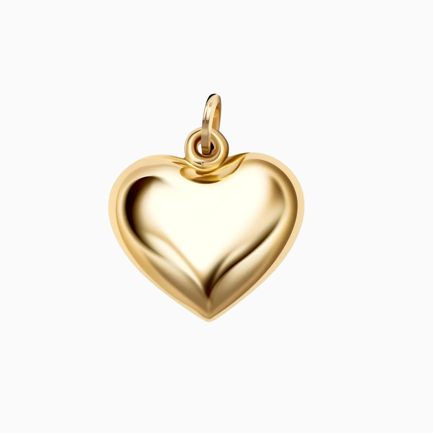 14K Solid Gold Puff Heart Charm Pendant