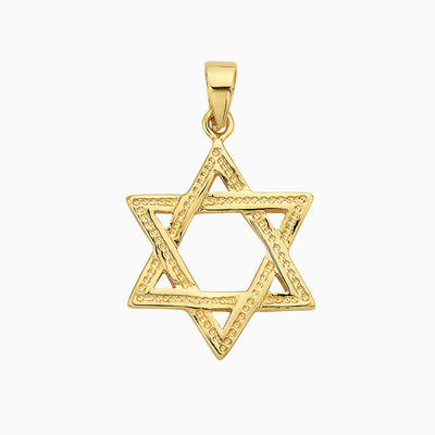 14K Gold Star of David Hexagram Pendant