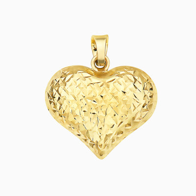 14K Gold Textured Whole Heart Pendant