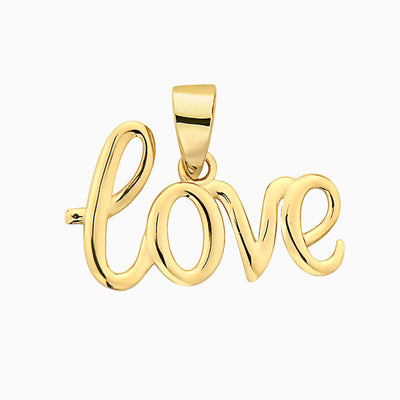 14K Gold Polished Love Script Dainty Pendant