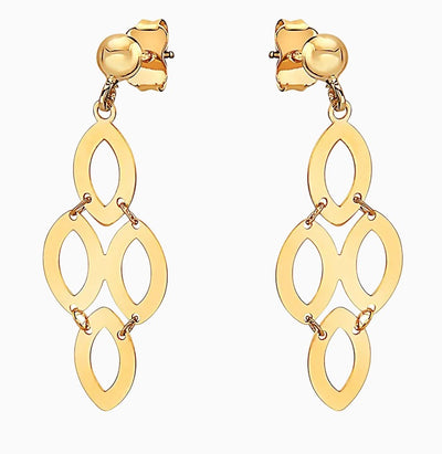14K Gold Flat Chandelier Dangle Earrings