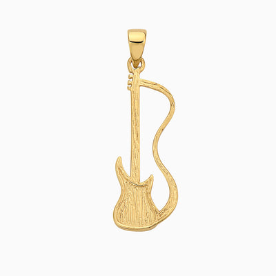 14K Gold Simple Guitar with Texture Pendant