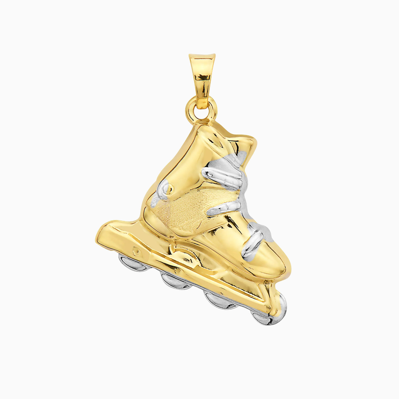 14K Two Toned Gold Roller Skate pendant